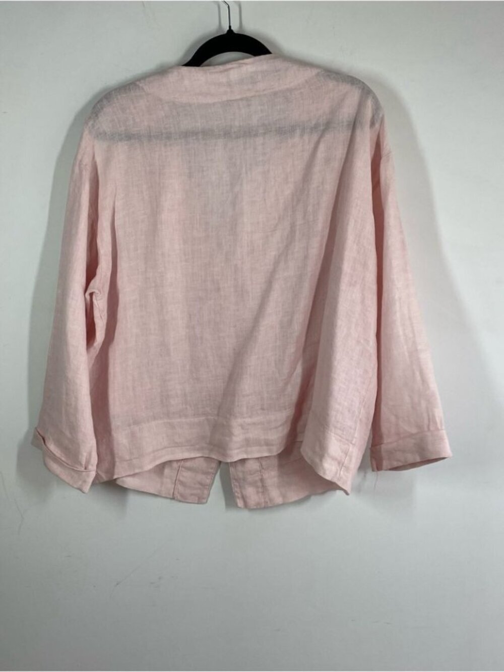 Linen O Light Pink Jacket Blazer Boho Minimalist Lightweight Lagenlook Chic - Picture 8 of 11